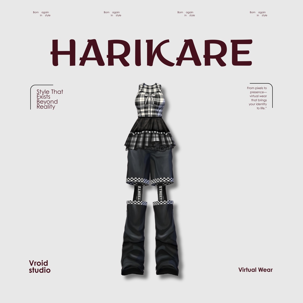 【VRoid Texture & Custom Item】Checkered Noir Street Set 市松ノワールストリートセット | Phantom Plaid