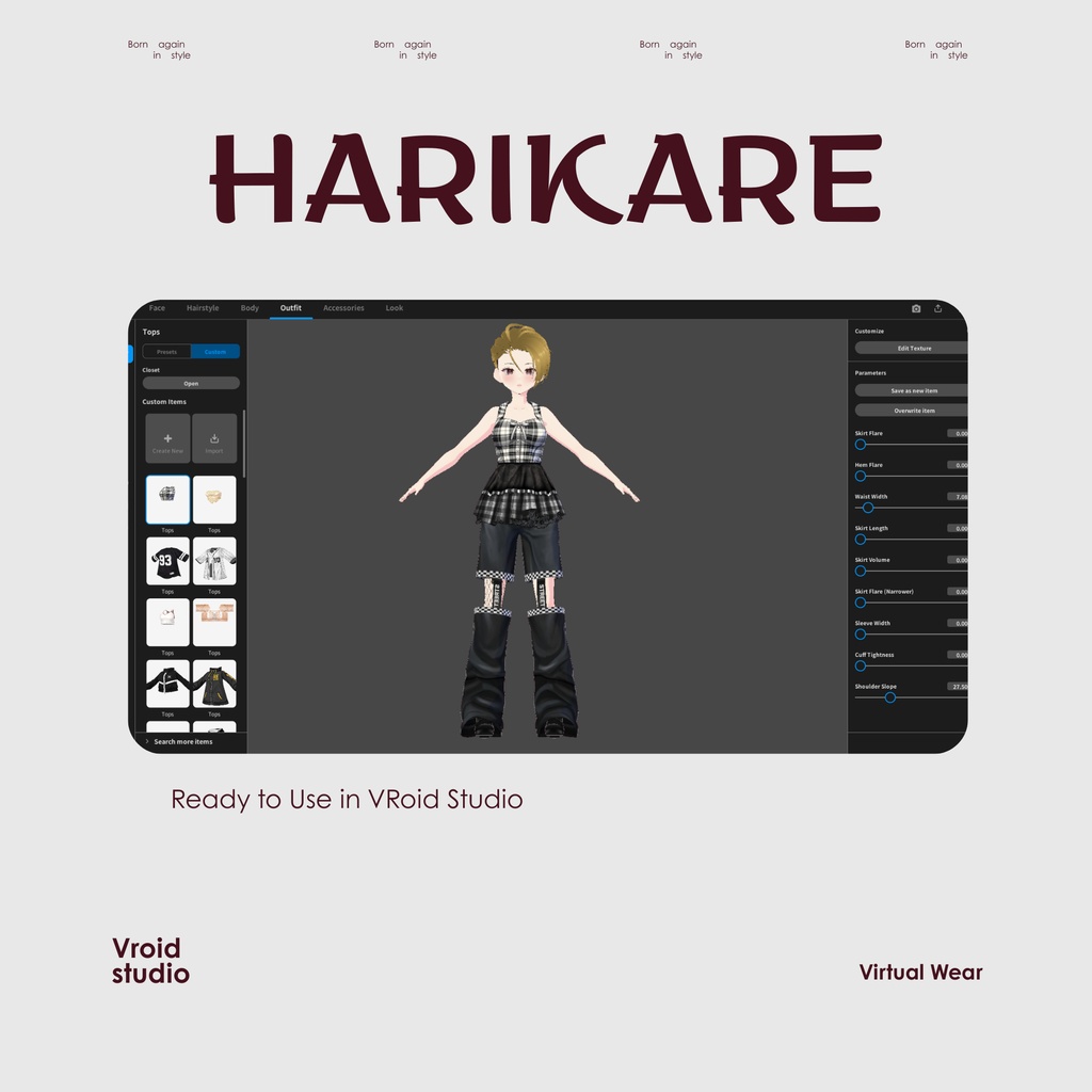 【VRoid Texture & Custom Item】Checkered Noir Street Set 市松ノワールストリートセット | Phantom Plaid