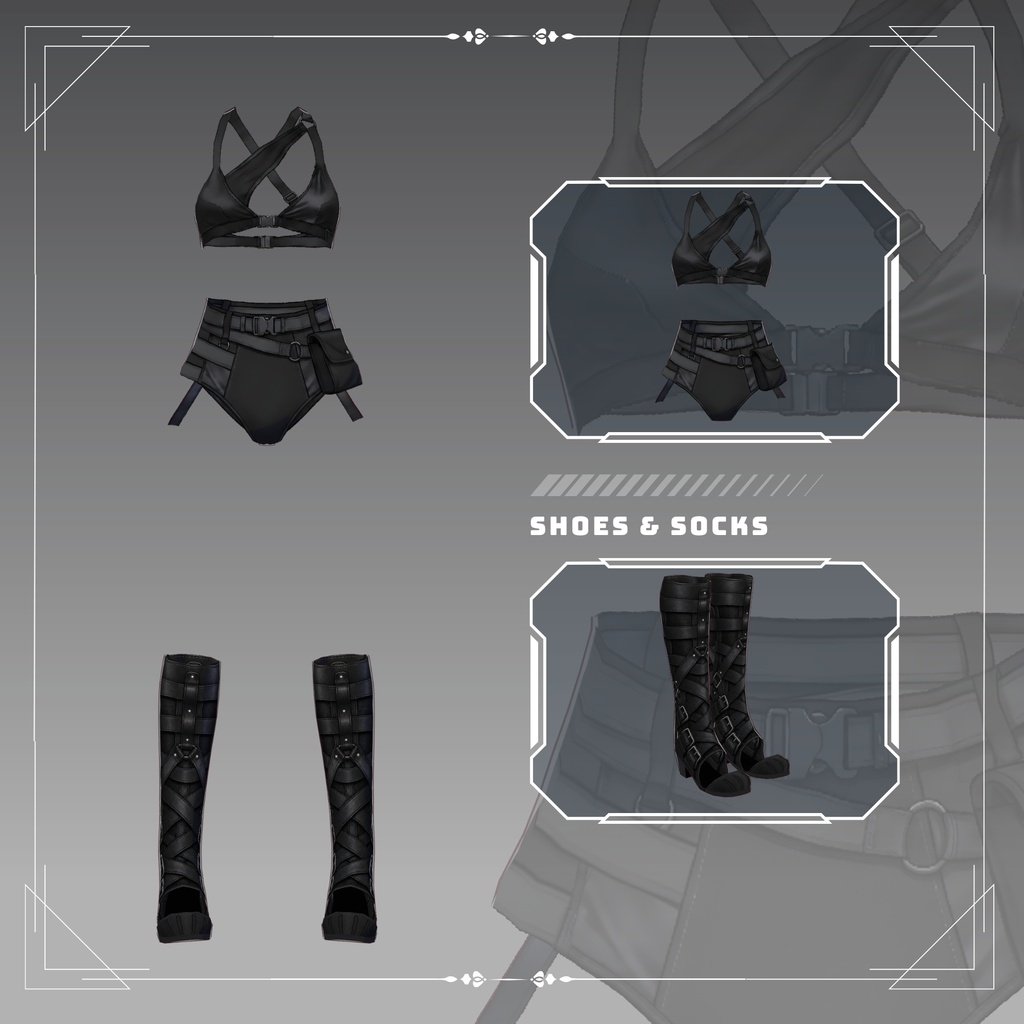 【VRoid Texture & Custom Item】Dark Horizon Bikini シャドウタクティカルビキニセット