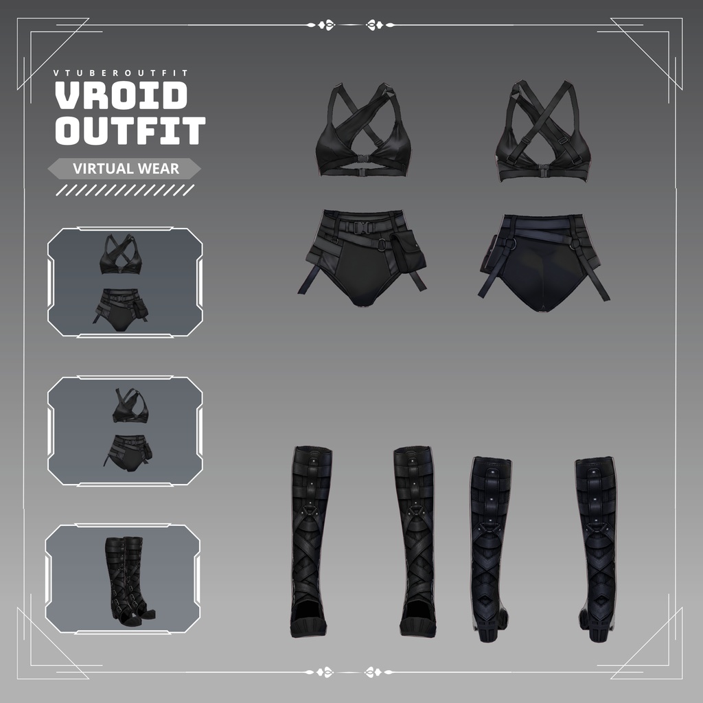 【VRoid Texture & Custom Item】Dark Horizon Bikini シャドウタクティカルビキニセット
