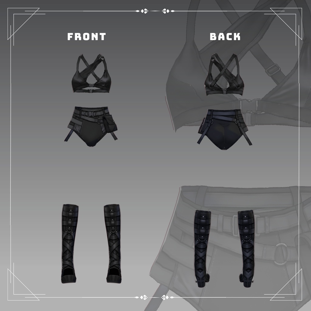 【VRoid Texture & Custom Item】Dark Horizon Bikini シャドウタクティカルビキニセット