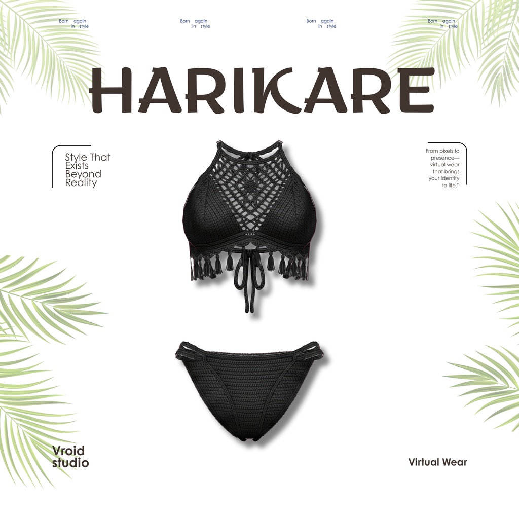 【VRoid Texture】Midnight Crochet Bikini Set ミッドナイトクロシェビキニセット | Ocean Noir