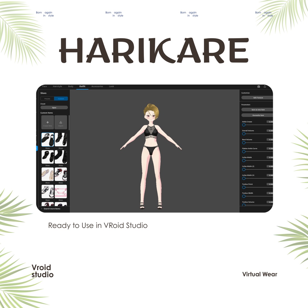 【VRoid Texture】Midnight Crochet Bikini Set ミッドナイトクロシェビキニセット | Ocean Noir