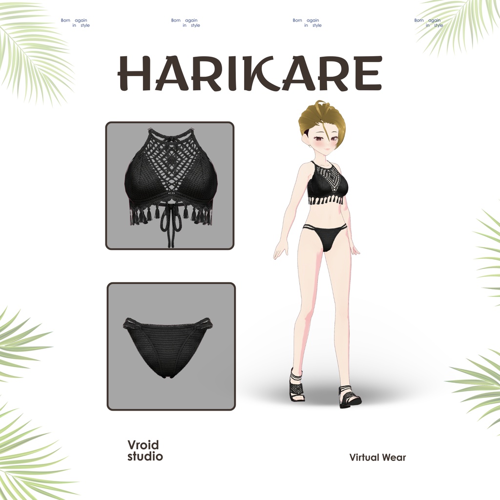 【VRoid Texture】Midnight Crochet Bikini Set ミッドナイトクロシェビキニセット | Ocean Noir