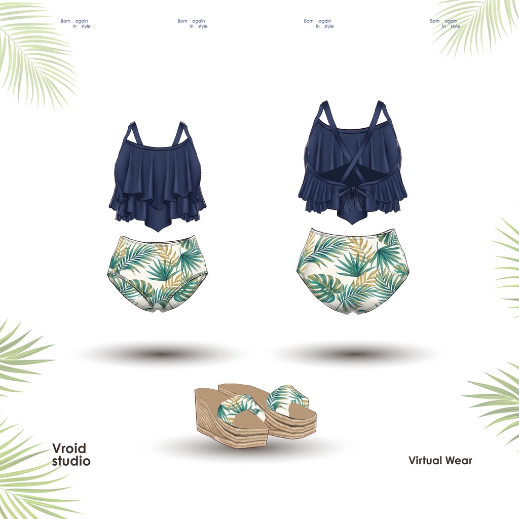 【VRoid Texture】Tropical Breeze Swimwear トロピカルブリーズスイムウェア | Floral Mirage