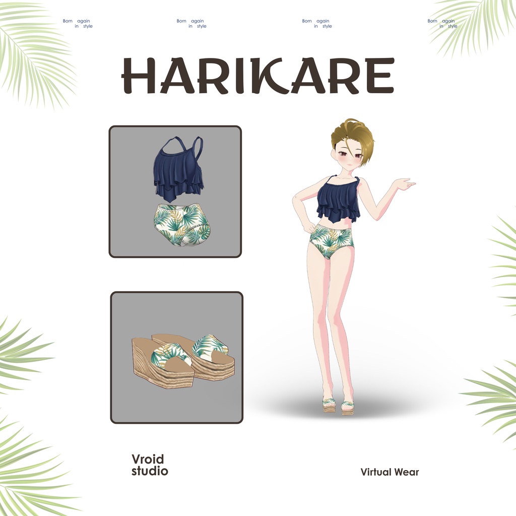 【VRoid Texture】Tropical Breeze Swimwear トロピカルブリーズスイムウェア | Floral Mirage