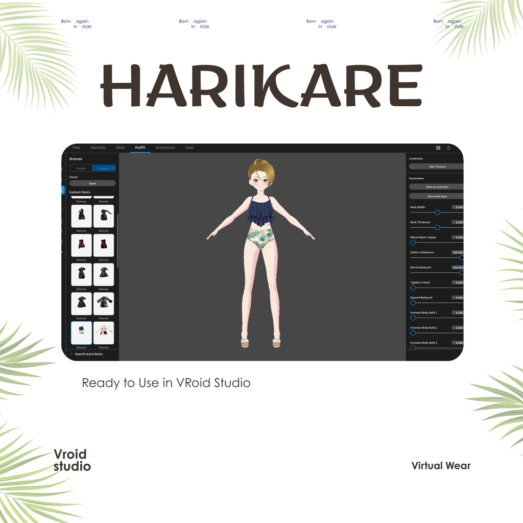 【VRoid Texture】Tropical Breeze Swimwear トロピカルブリーズスイムウェア | Floral Mirage