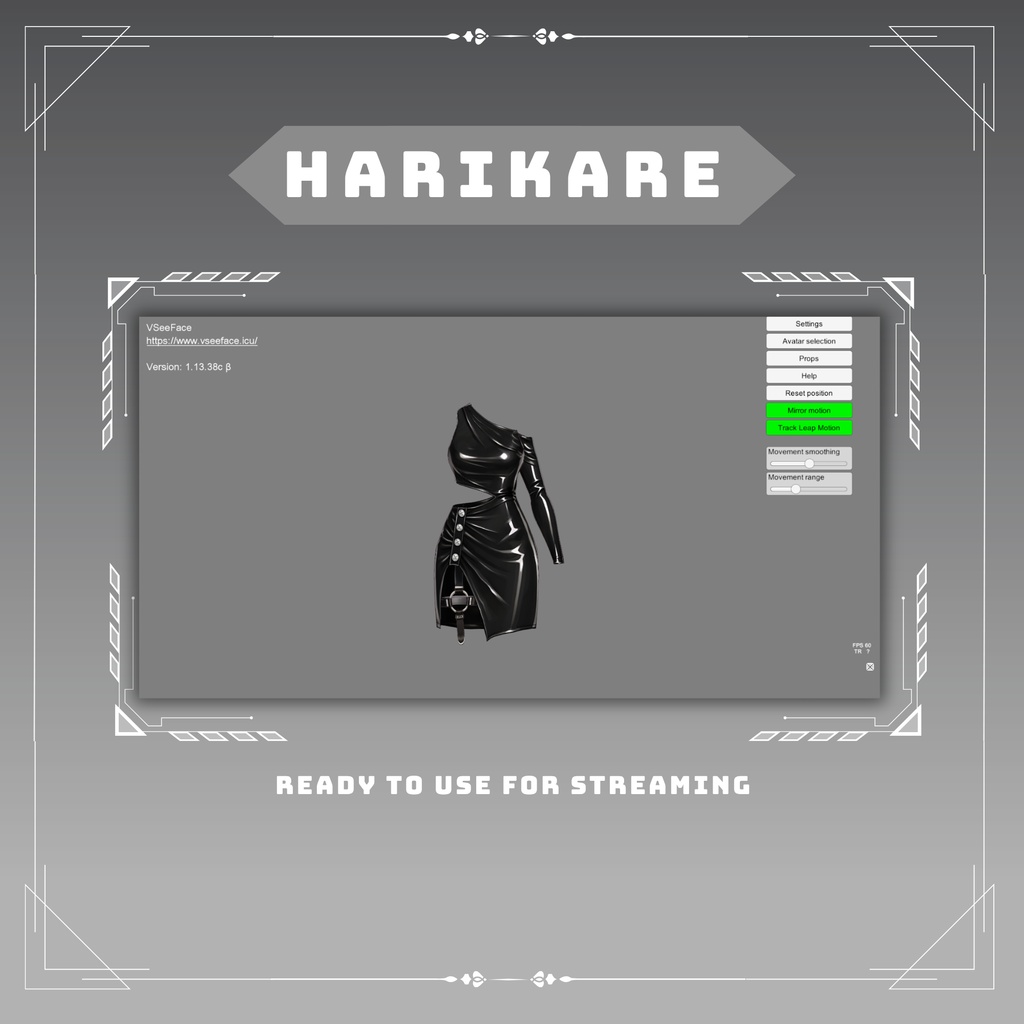 Edgy Latex bodycon mini dress VRChat vtuber Vroid fashion asset