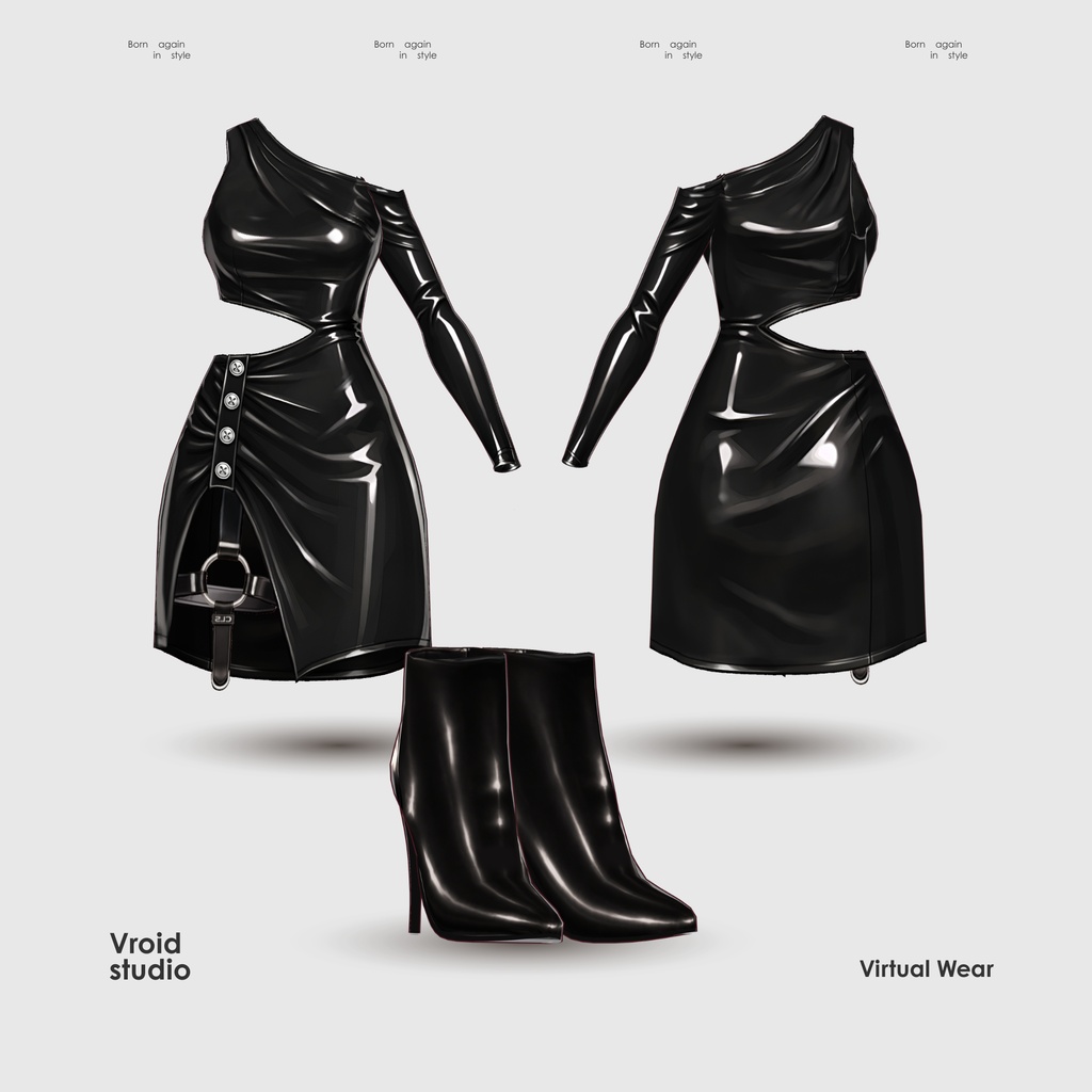 【VRoid Texture】Black Eclipse Dress ブラックエクリプスドレス | Dark Nexus