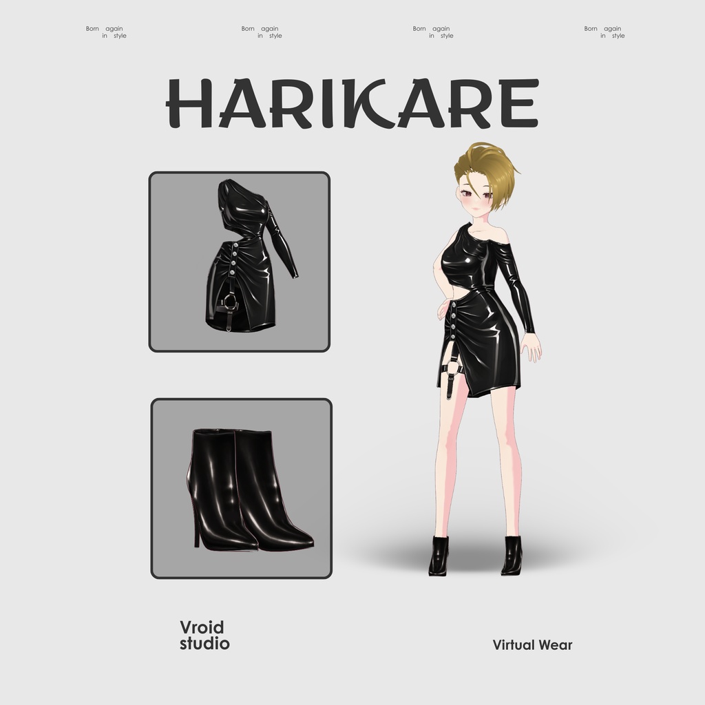 【VRoid Texture】Black Eclipse Dress ブラックエクリプスドレス | Dark Nexus