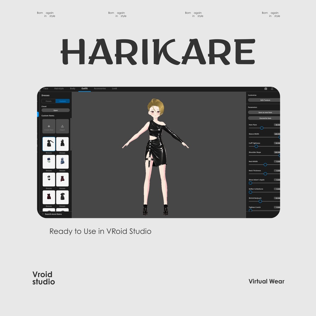 【VRoid Texture】Black Eclipse Dress ブラックエクリプスドレス | Dark Nexus