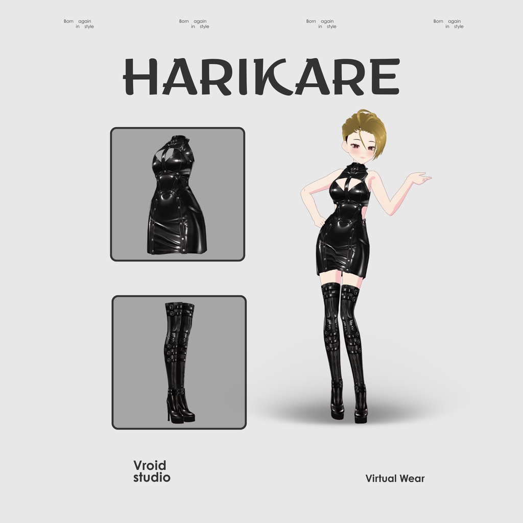【VRoid Texture & Custom Item】Dark Empress Dress ダークエンプレスドレス | Obsidian Grace