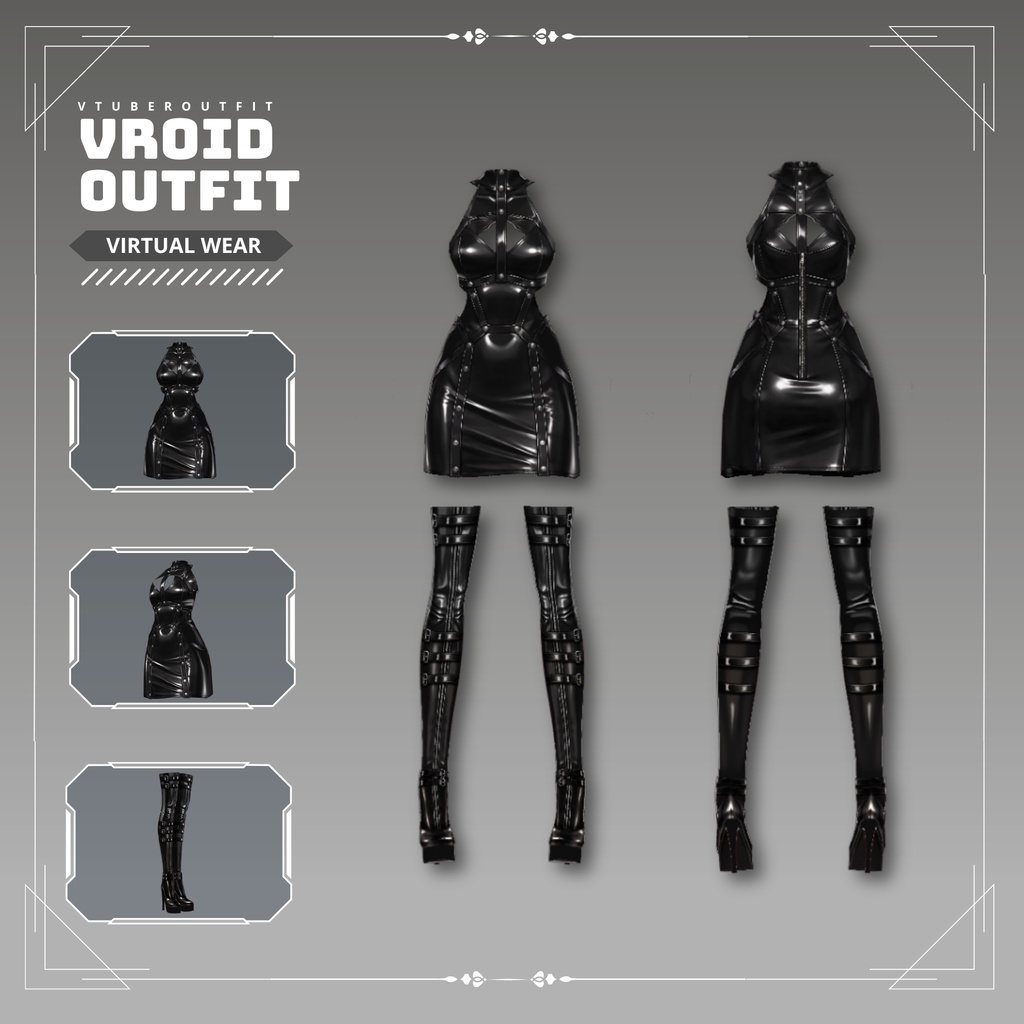 Edgy punk latex VRChat vtuber Vroid fashion asset