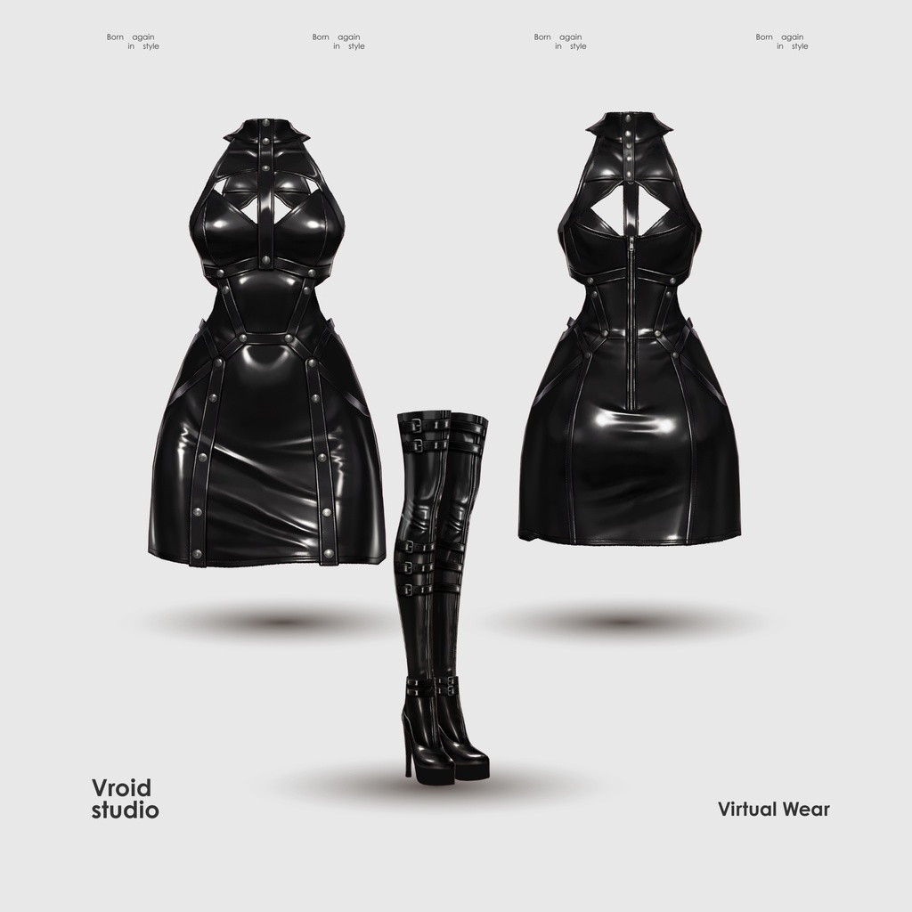 【VRoid Texture & Custom Item】Dark Empress Dress ダークエンプレスドレス | Obsidian Grace