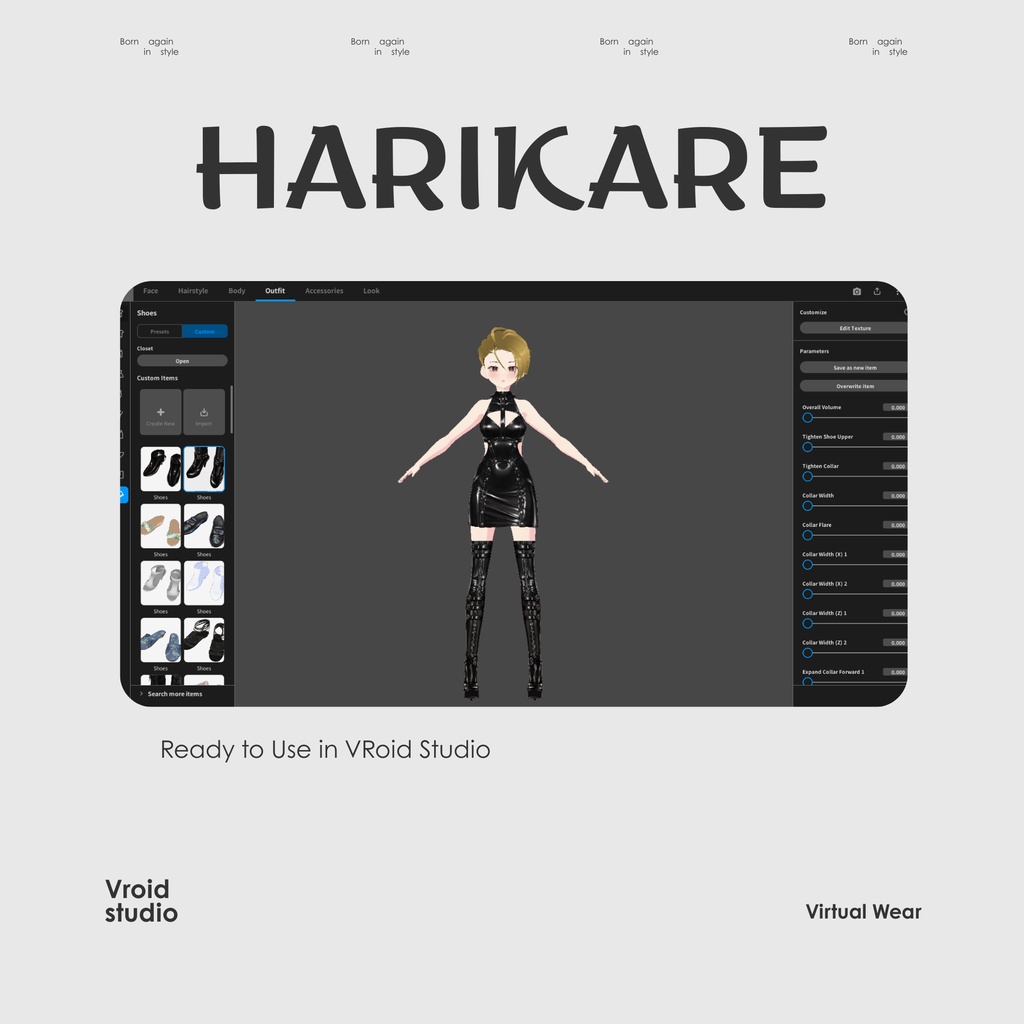 【VRoid Texture & Custom Item】Dark Empress Dress ダークエンプレスドレス | Obsidian Grace