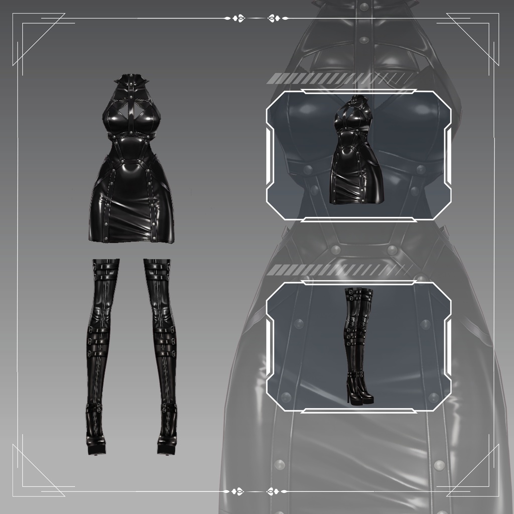 Edgy punk latex VRChat vtuber Vroid fashion asset