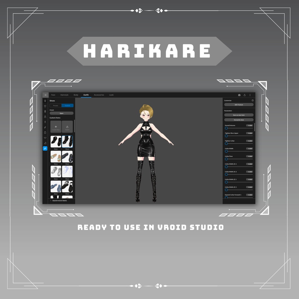 Edgy punk latex VRChat vtuber Vroid fashion asset