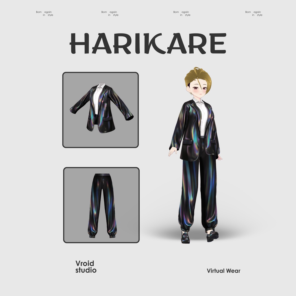 【VRoid Texture & Custom Item】Iridescent Prestige Set イリディセントプレステージセット | Imperial Noir