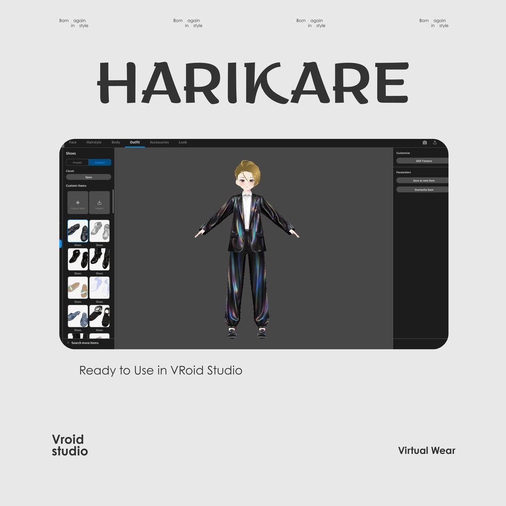 【VRoid Texture & Custom Item】Iridescent Prestige Set イリディセントプレステージセット | Imperial Noir