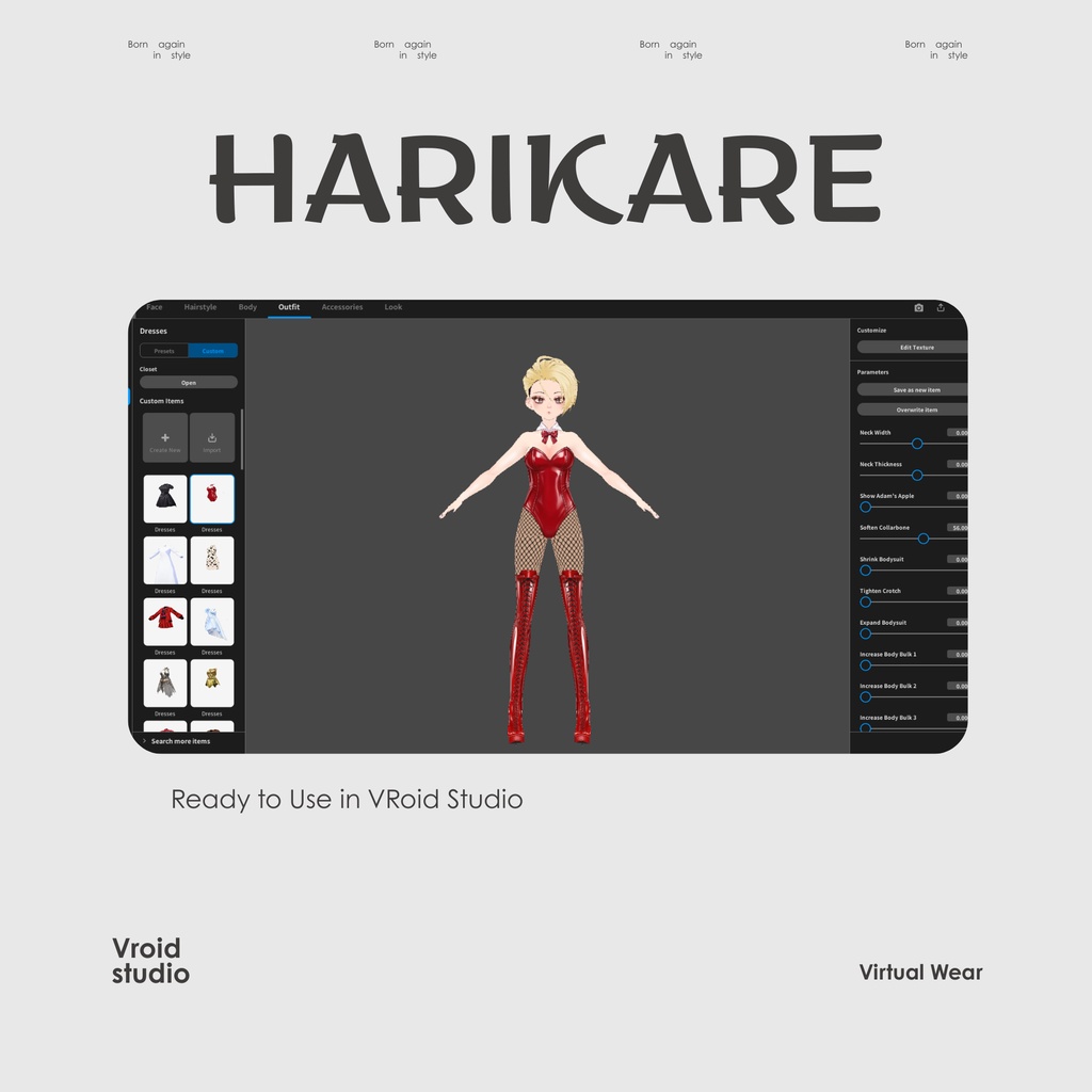 Bunny Red sexy suit | VRChat clothing asset | vtuber fashoin | Vroid clothing | Velvet Performer