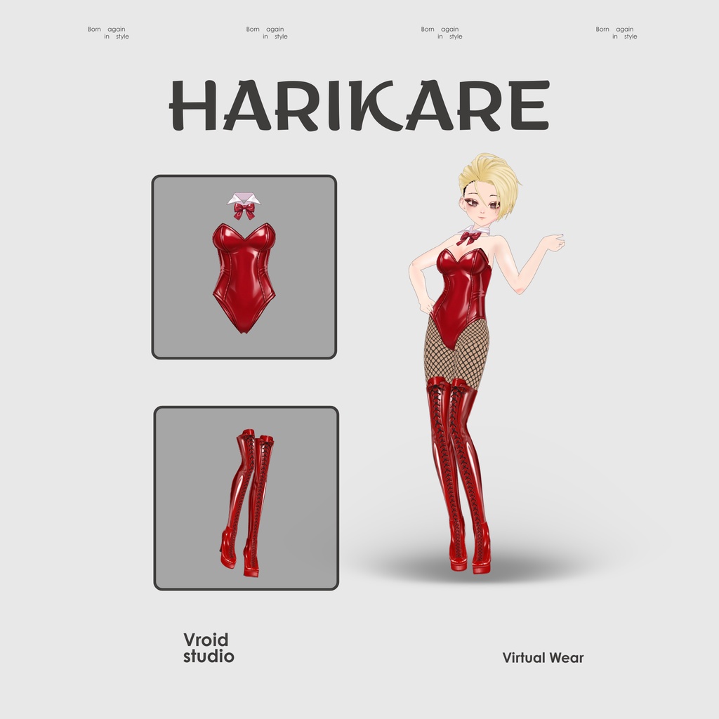 Bunny Red sexy suit | VRChat clothing asset | vtuber fashoin | Vroid clothing | Velvet Performer
