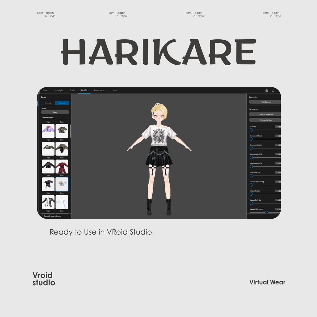 Gothic punk Grunge style | VRChat clothing asset | vtuber fashion | Vroid clothing | Dark Relic