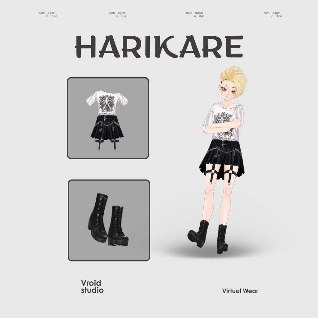 Gothic punk Grunge style | VRChat clothing asset | vtuber fashion | Vroid clothing | Dark Relic