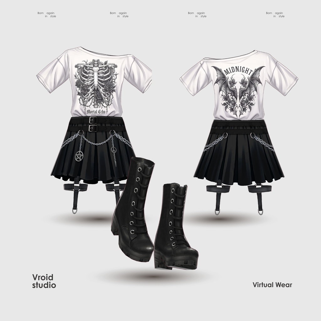 Gothic punk Grunge style | VRChat clothing asset | vtuber fashion | Vroid clothing | Dark Relic
