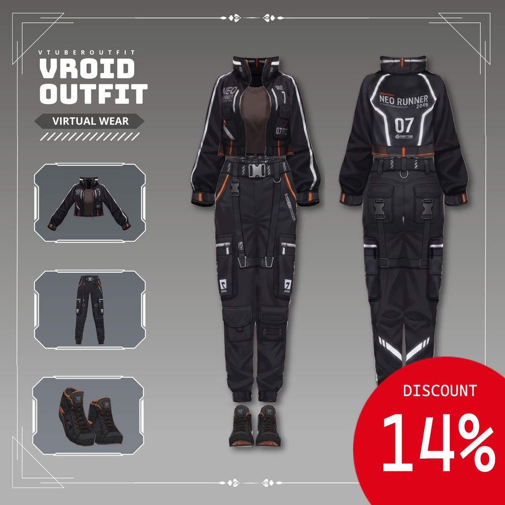DISCOUNT!  Cyberpunk Techwear cargo pants VRChat vtuber Vroid fashion asset