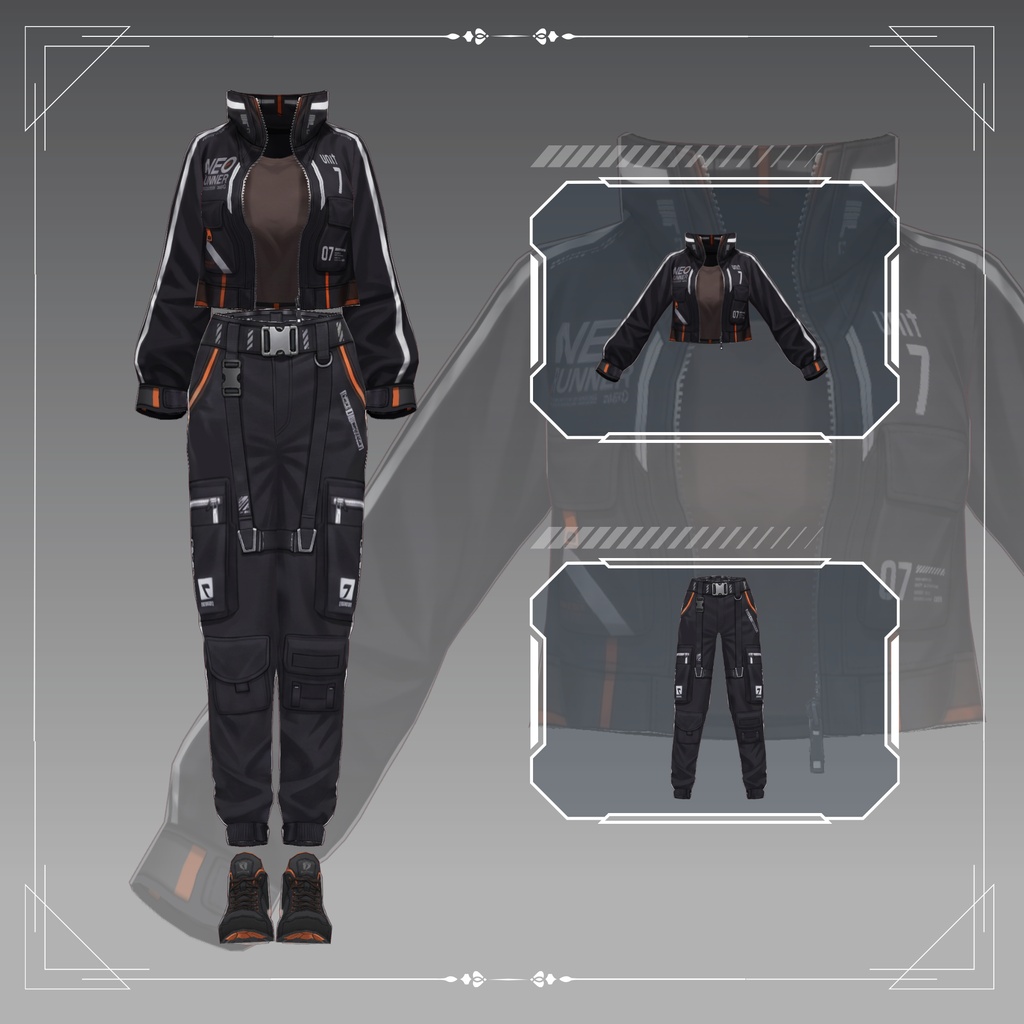 Cyberpunk Techwear cargo pants | VRChat clothing asset | vtuber fashion | Vroid clothing | Neon Runner