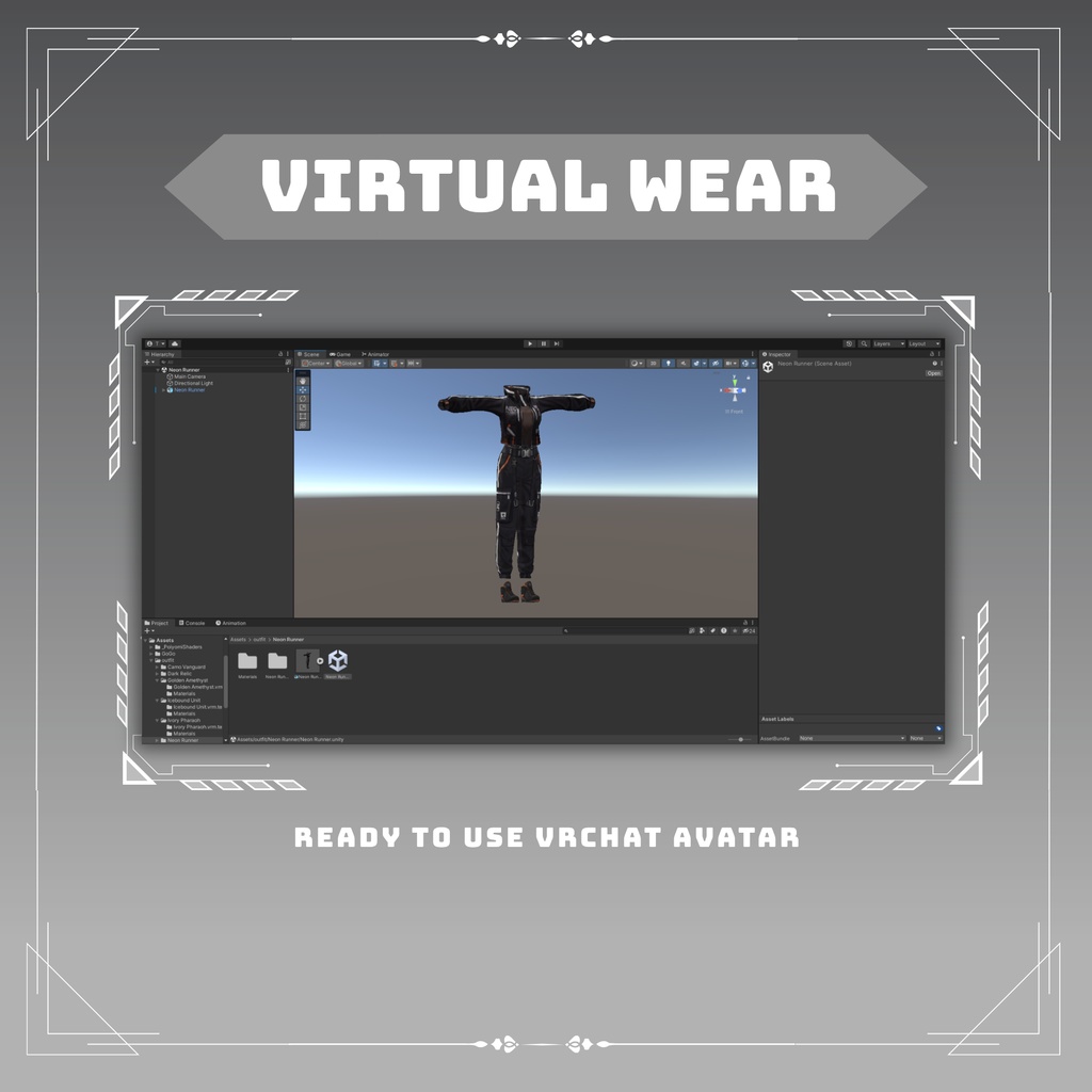 Cyberpunk Techwear cargo pants | VRChat clothing asset | vtuber fashion | Vroid clothing | Neon Runner