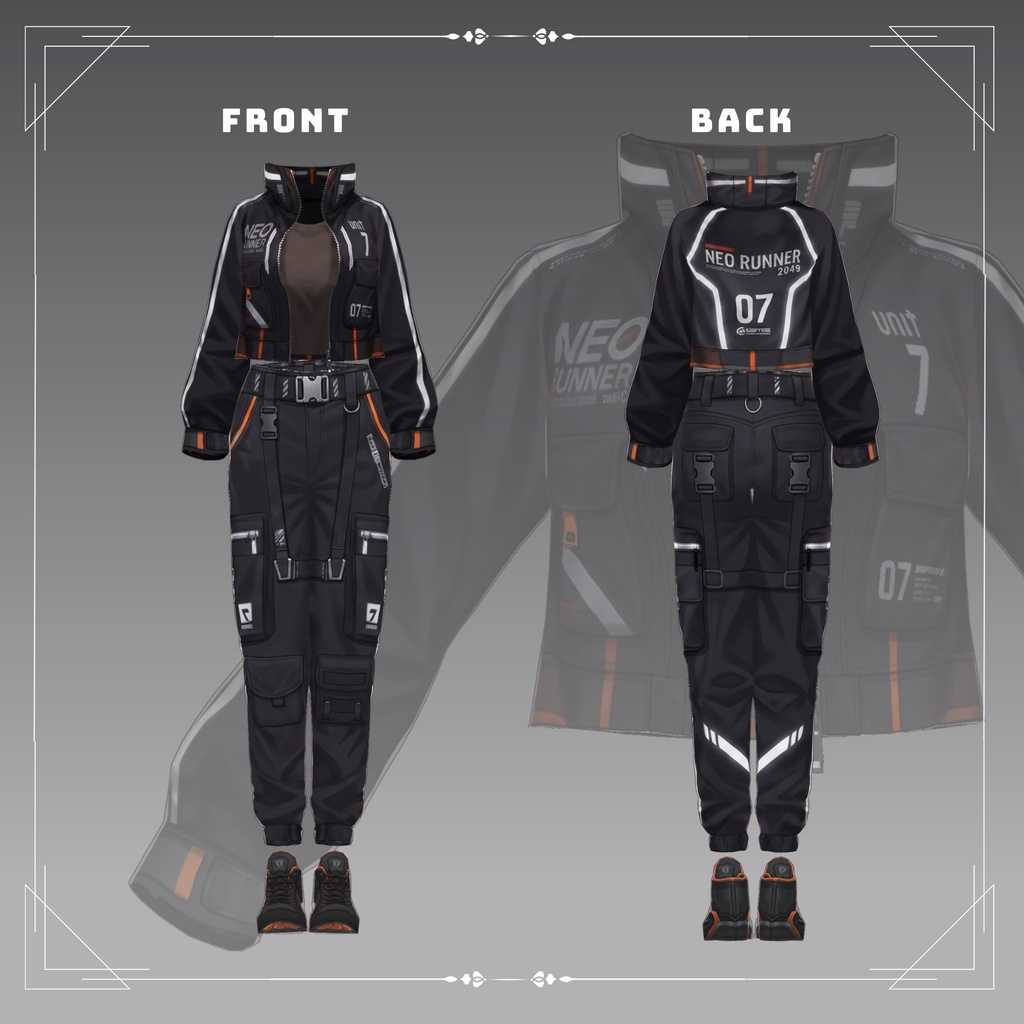 Cyberpunk Techwear cargo pants | VRChat clothing asset | vtuber fashion | Vroid clothing | Neon Runner