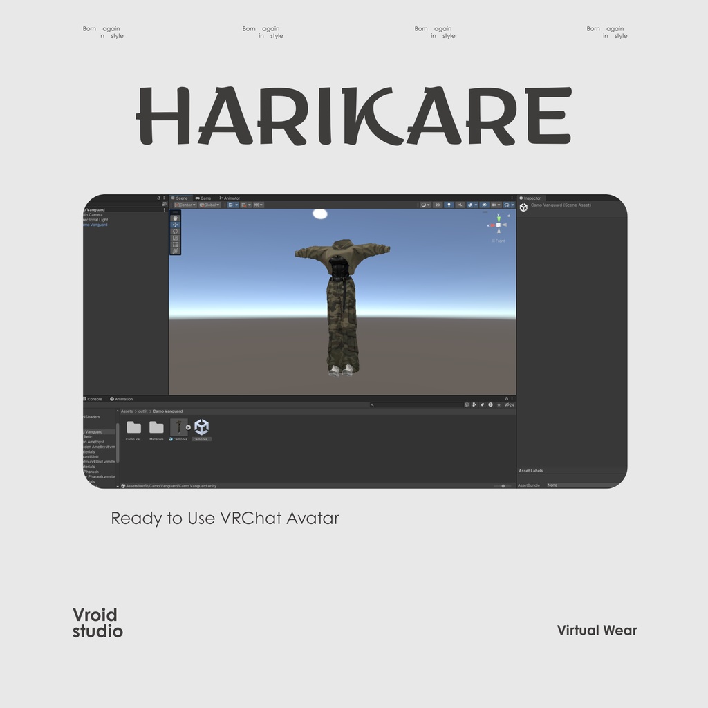 Y2K Military Streetwear Camo pants | VRChat clothing asset | vtuber fashion | Vroid clothing | Camo Vanguard