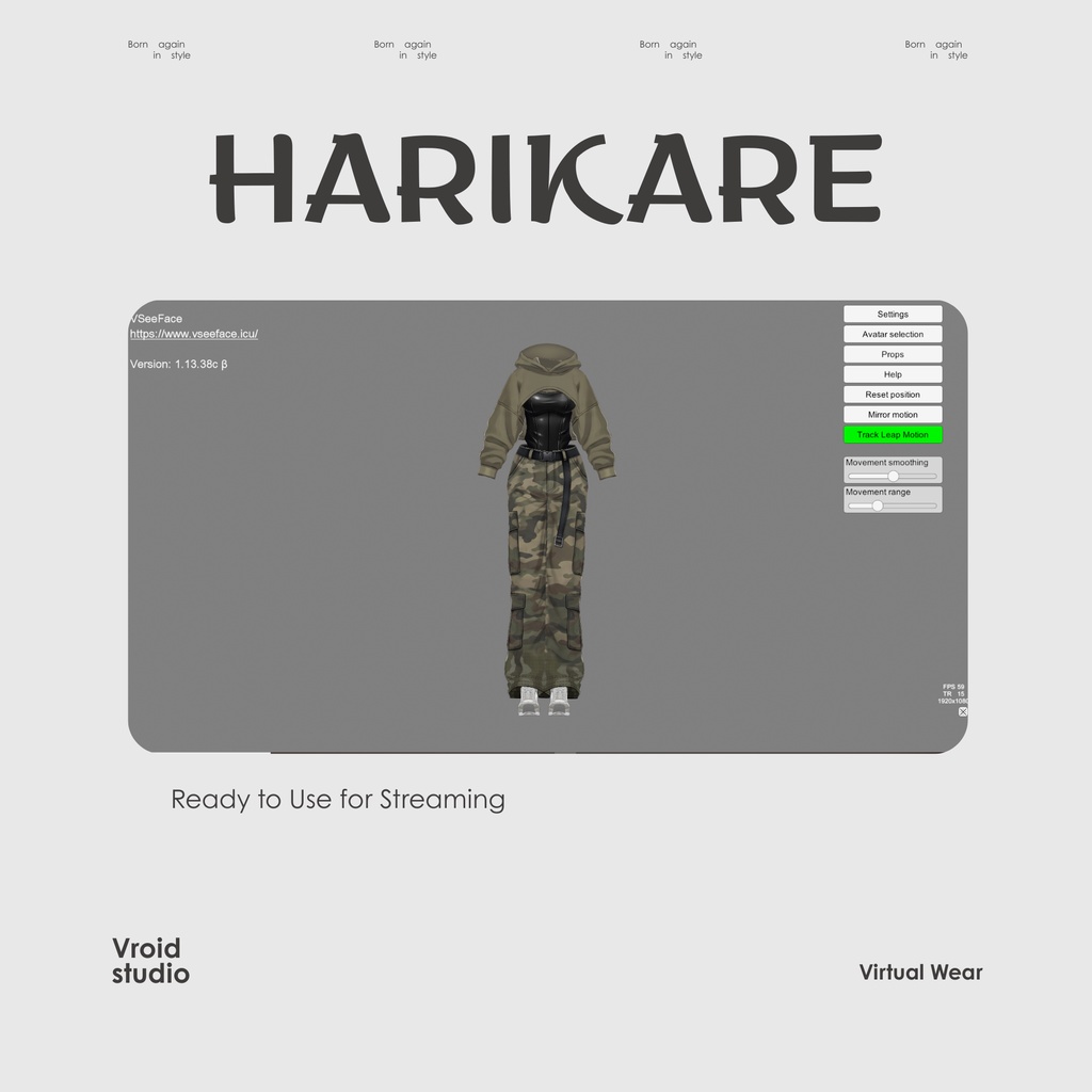 Y2K Military Streetwear Camo pants | VRChat clothing asset | vtuber fashion | Vroid clothing | Camo Vanguard