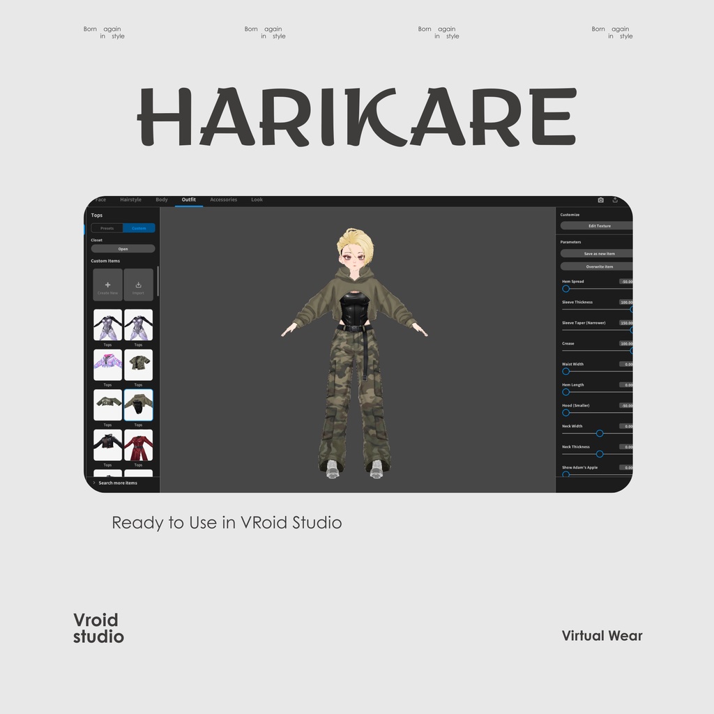 Y2K Military Streetwear Camo pants | VRChat clothing asset | vtuber fashion | Vroid clothing | Camo Vanguard