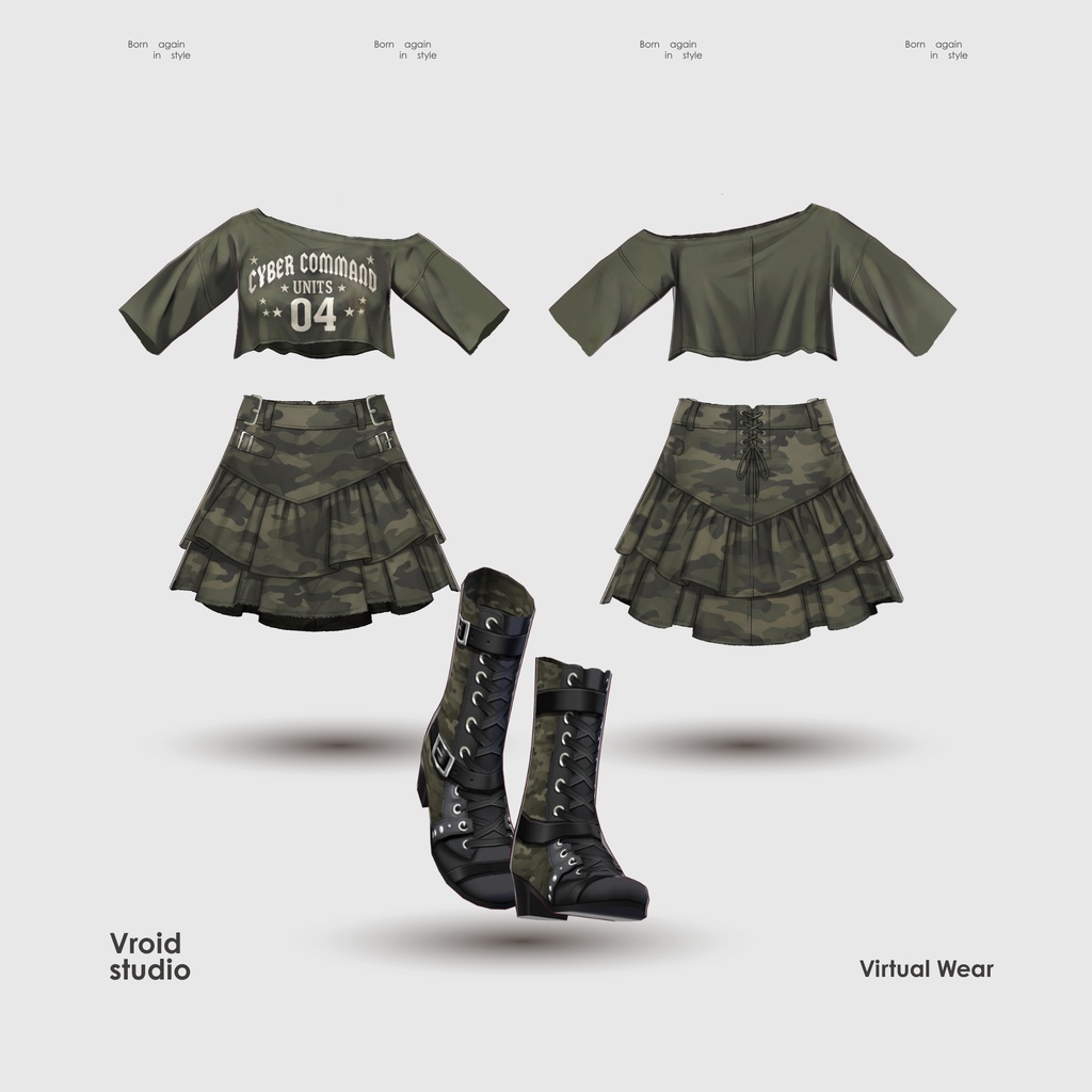 Y2K Military Camo Skirt | VRChat clothing asset | vtuber fashion | Vroid clothing | Rogue Division
