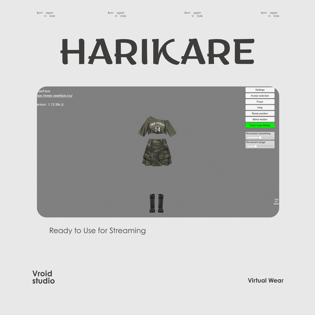 Y2K Military Camo Skirt | VRChat clothing asset | vtuber fashion | Vroid clothing | Rogue Division