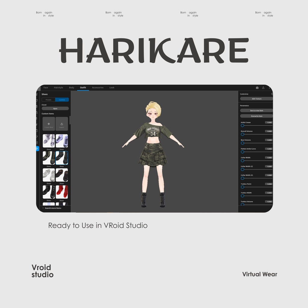 Y2K Military Camo Skirt | VRChat clothing asset | vtuber fashion | Vroid clothing | Rogue Division