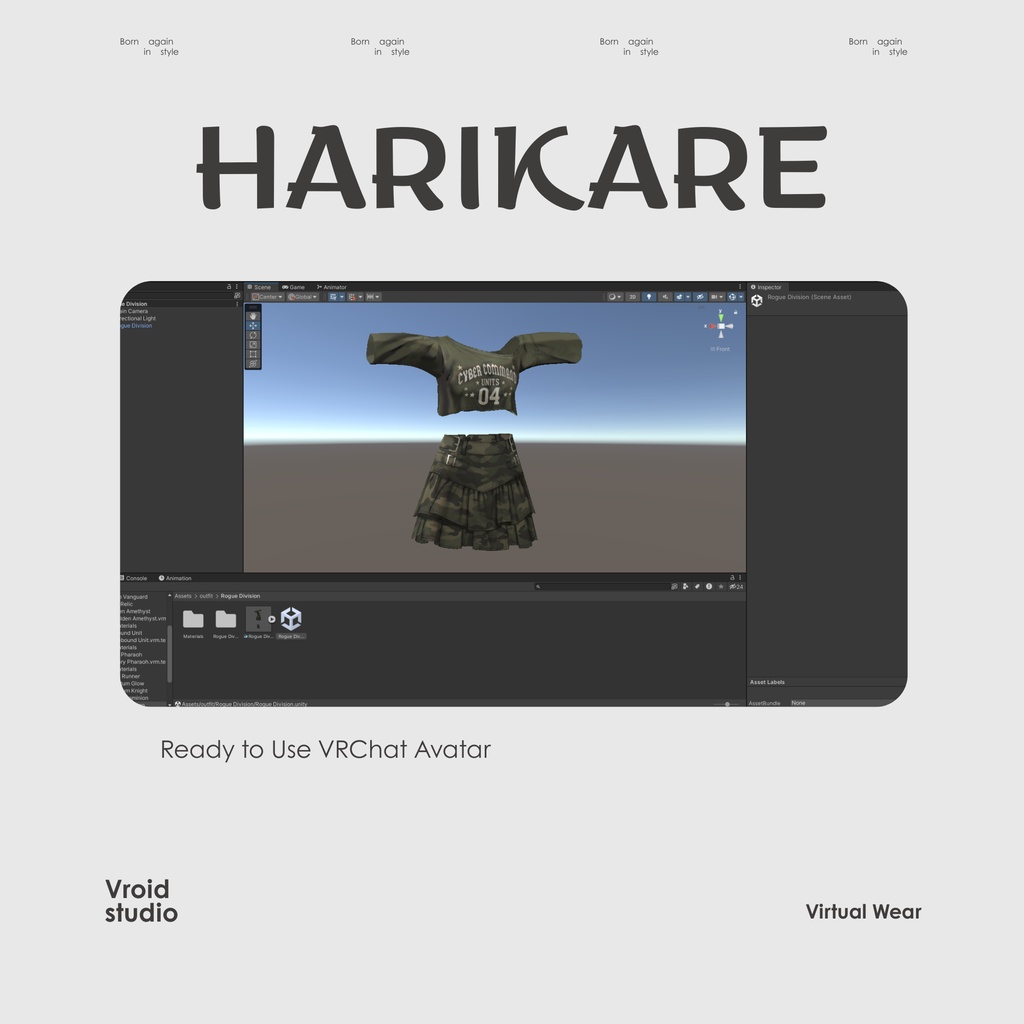Y2K Military Camo Skirt | VRChat clothing asset | vtuber fashion | Vroid clothing | Rogue Division