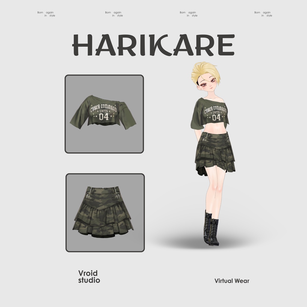 Y2K Military Camo Skirt | VRChat clothing asset | vtuber fashion | Vroid clothing | Rogue Division