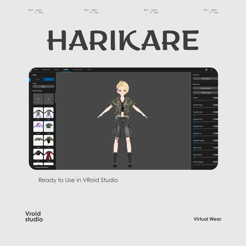 Military Streetwear Cargo pants | VRChat clothing asset | vtuber fashion | Vroid clothing | Shadow Camo
