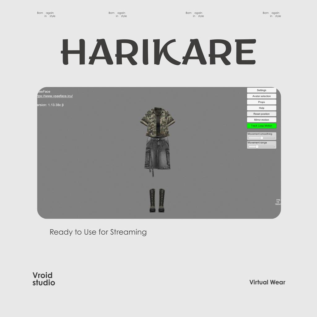 Military Streetwear Cargo pants | VRChat clothing asset | vtuber fashion | Vroid clothing | Shadow Camo