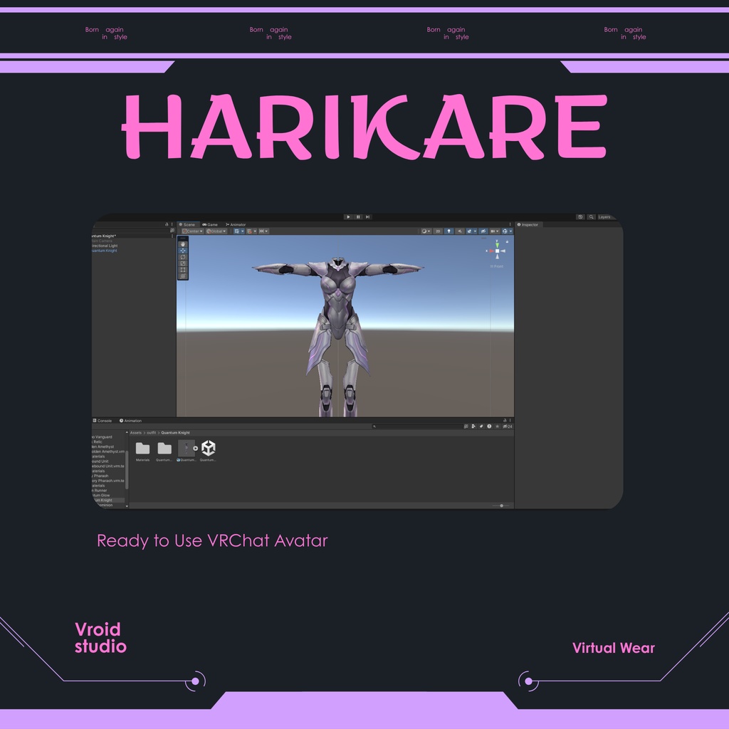 Cyberpunk Techwear knigth suit | VRChat clothing asset | vtuber fashion | Vroid clothing | Quantum Knight