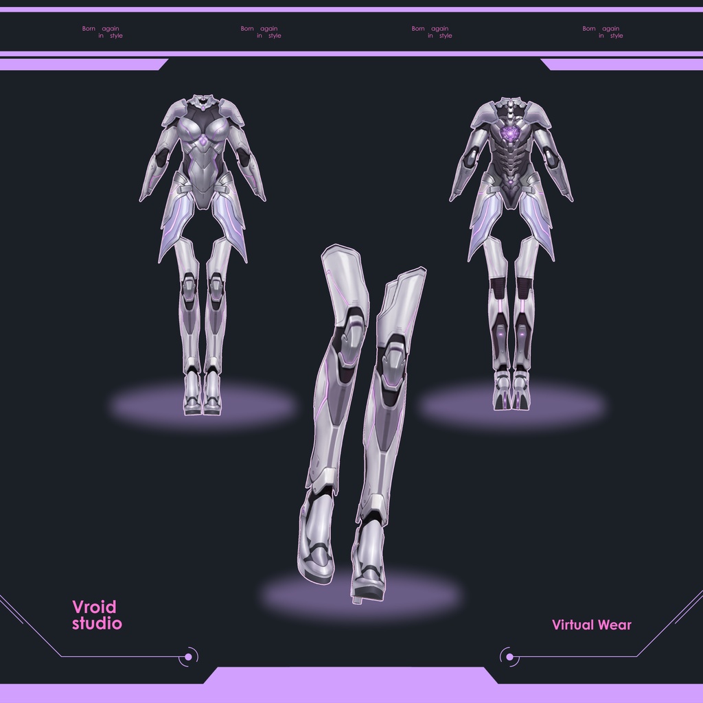 Cyberpunk Techwear knigth suit | VRChat clothing asset | vtuber fashion | Vroid clothing | Quantum Knight