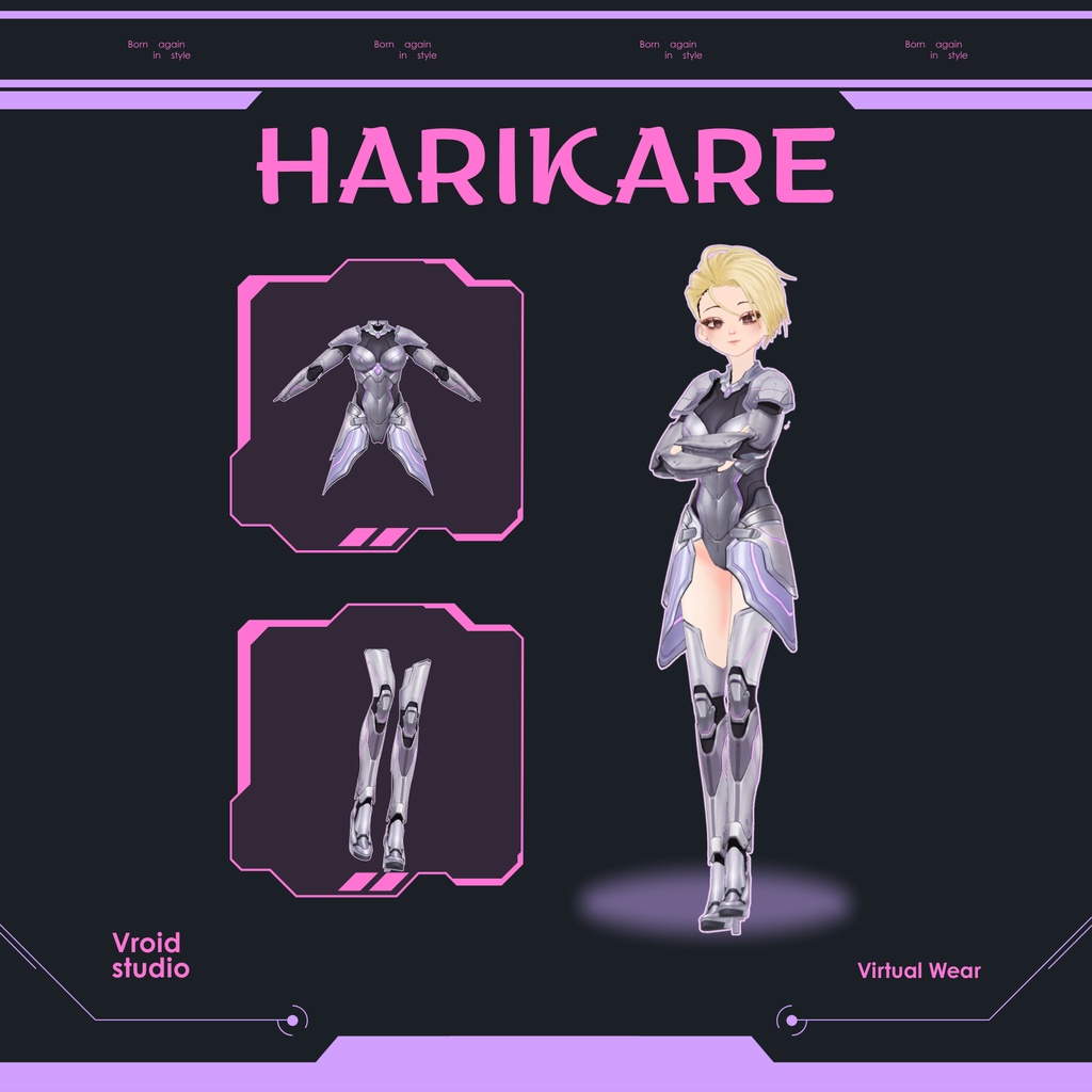 Cyberpunk Techwear knigth suit | VRChat clothing asset | vtuber fashion | Vroid clothing | Quantum Knight