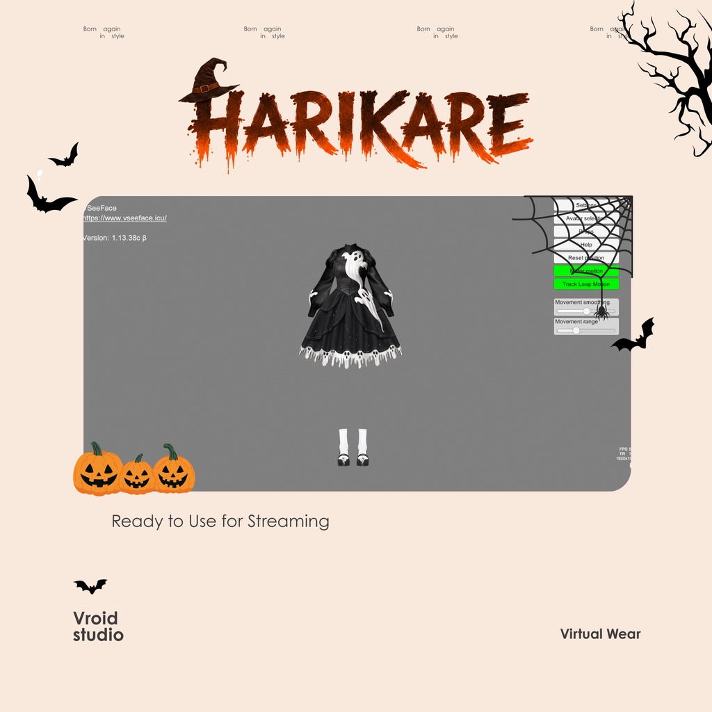 Halloween Cute Ghots Dress For VRChat vtuber Vroid fashion asset