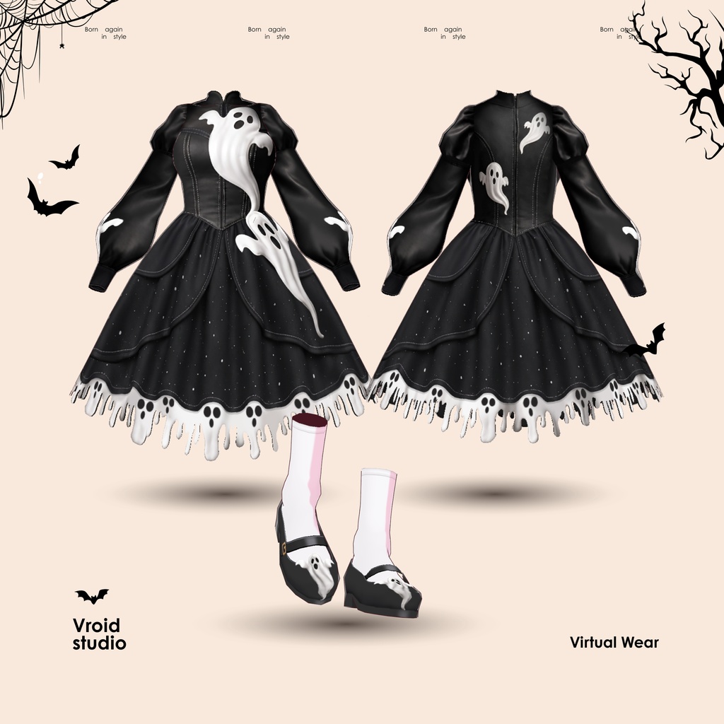 Halloween Cute Ghots Dress For VRChat vtuber Vroid fashion asset