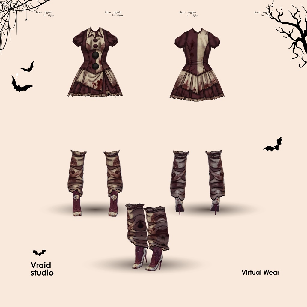 Scary Clown Halloween Cosplay, 3D Horror Clown VRChat VTuber Outfit