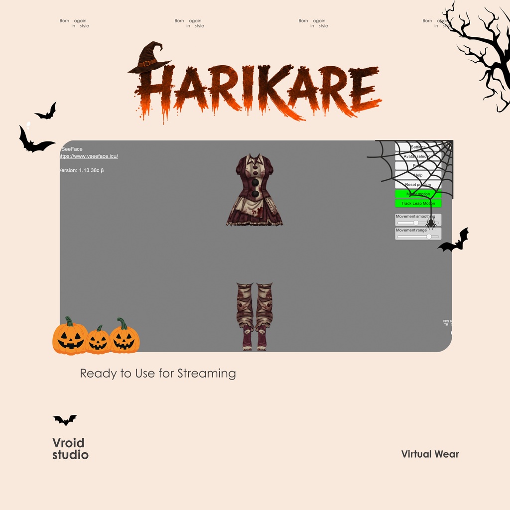 Scary Clown Halloween Cosplay, 3D Horror Clown VRChat VTuber Outfit