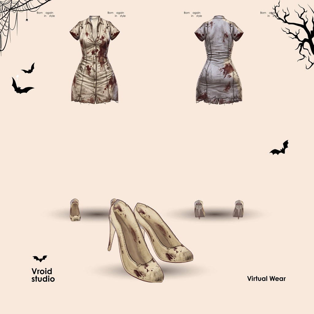 Scary Nurse Halloween Costume, Blood Nurse 3D VRChat VTuber VRoid Outfit